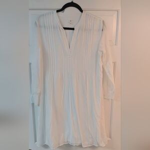 Lou & Grey By LOFT Semi Sheer White Cotton Dress, Cottage Beach Coastal Cowgirl